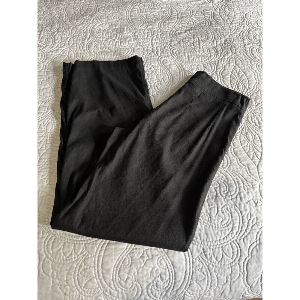 Lior Paris Womens Linen Black Pants Sz 6 Pull On Natural Fibers Preppy Coastal